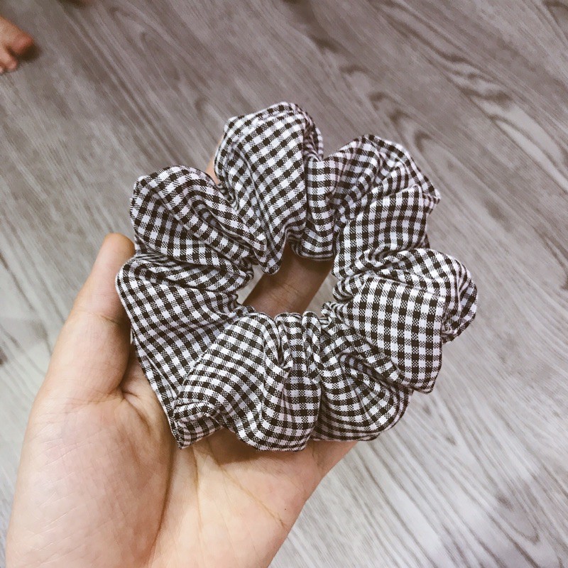 [ hottren ] Dây cột tóc vải scrunchies họa tiết caro