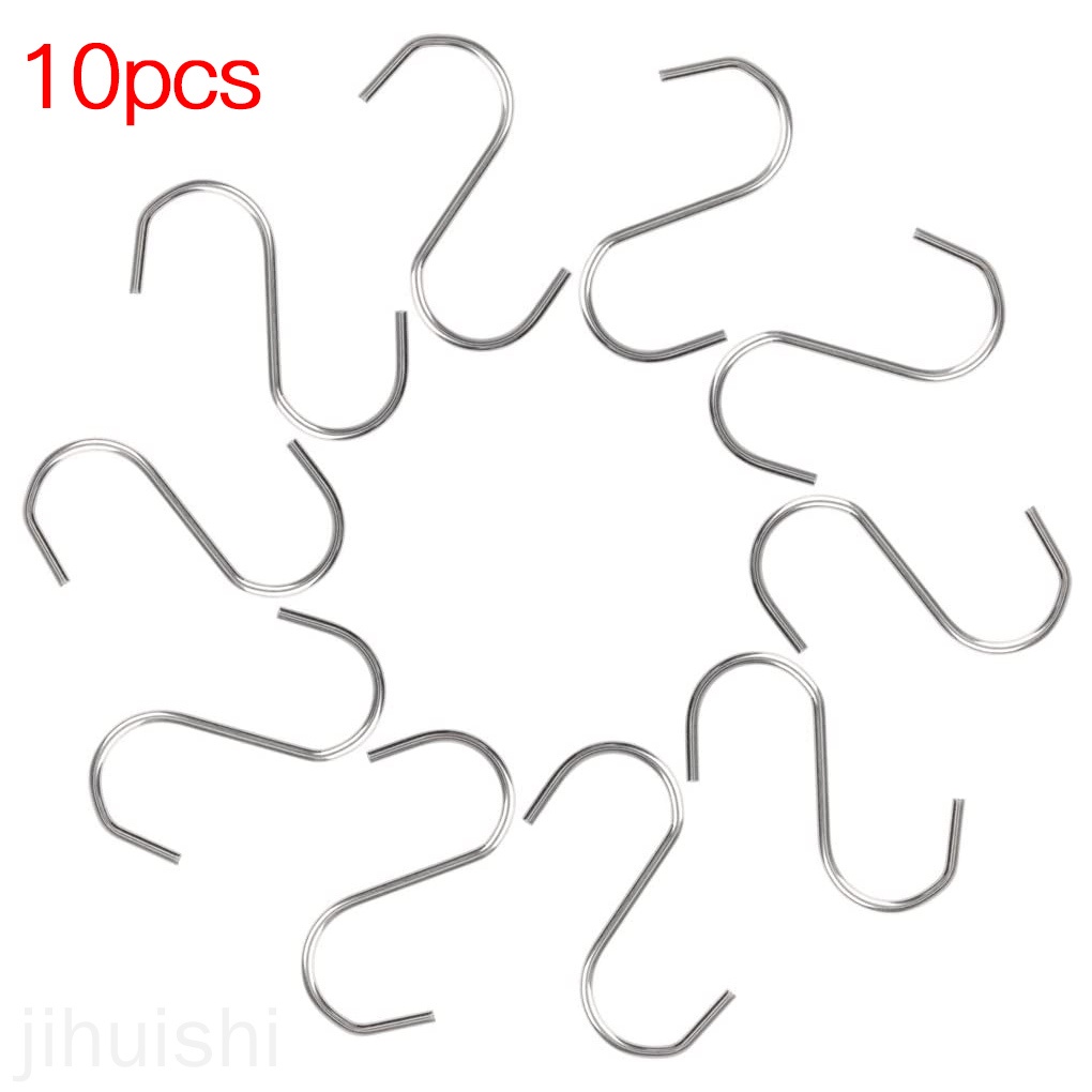 Set 10 Móc Treo Đồ Hình Chữ S Bằng Thép Không Gỉ Tiện Dụng Cho Nhà Bếp