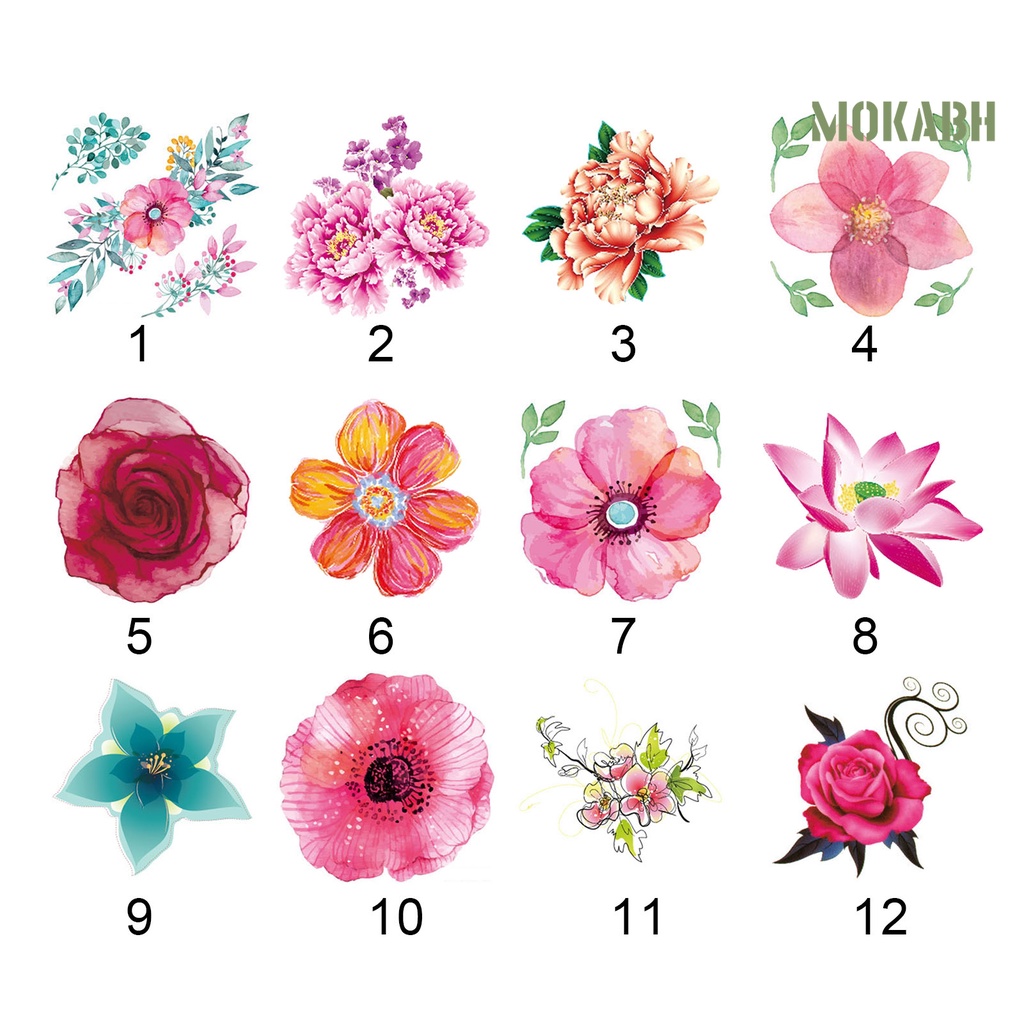 Hình Xăm Dán Tạm Thời Họa Tiết Hoa Chống Thấm Nước Lâu Trôi