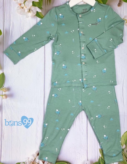 Giảm 50%Bộ dài tay cài giữa quần dài hãng Bons99 chất liệu sợi tre cho bé!