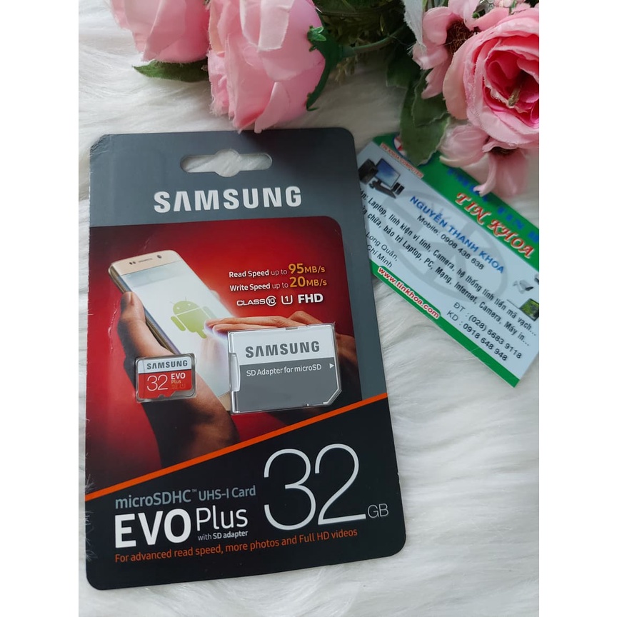 Thẻ nhớ Micro SD 32GB Samsung Evo Plus kèm đế.