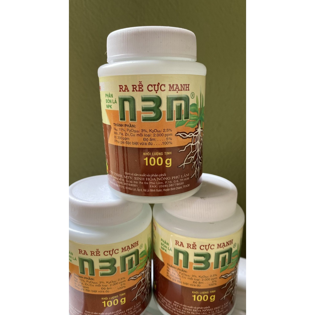 Phân bón N3M 100gr- kích thích ra rễ cực mạnh, phục hồi rễ suy yếu, giúp cây đâm chồi mới, tăng đậu quả