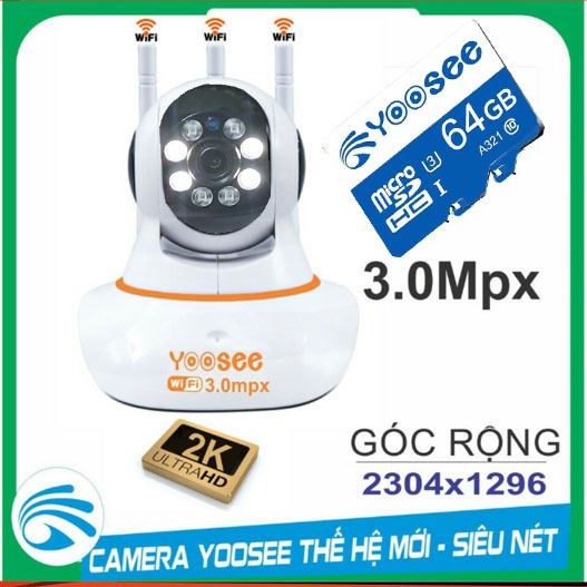 [tặng thẻ 32g] Camera IP Wifi yoosee 3.0M 301d FULLHD 2034P mẫu mới 2021 siêu nét đêm có mầu