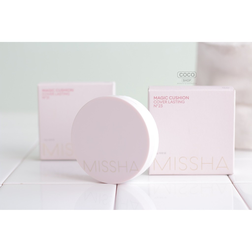 Phấn nước Missha Magic Cushion Cover Lasting SPF50+ PA+++ newpack - VỎ HỒNG-[COCOLUX]