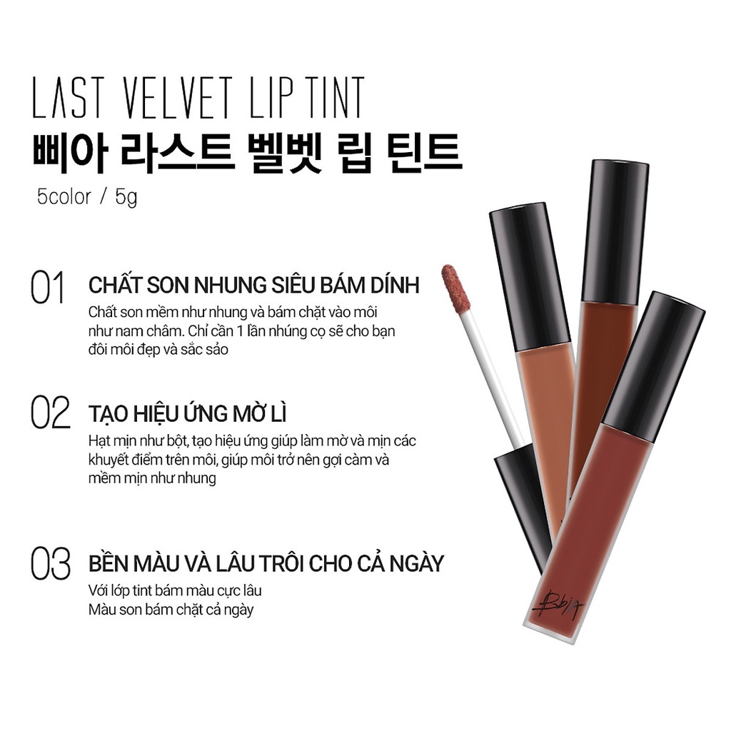 SON KEM LÌ BBIA LAST VELVET LIP TINT #34 FEIGN CALM: NÂU NUDE.