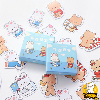 Set sticker gấu nâu dễ thương 40 chiếc trang trí
