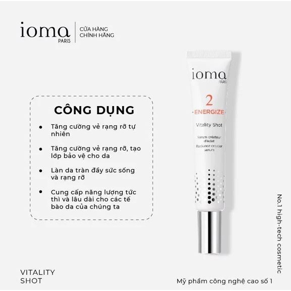 Tinh chất trắng sáng và giảm oxy hóa Ioma Paris Vitality Shot 30ml