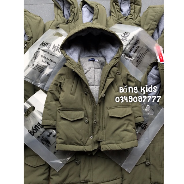 Áo Parka Bé Trai Túi Nắp Rêu Bạc Original Mảines 7-8kg