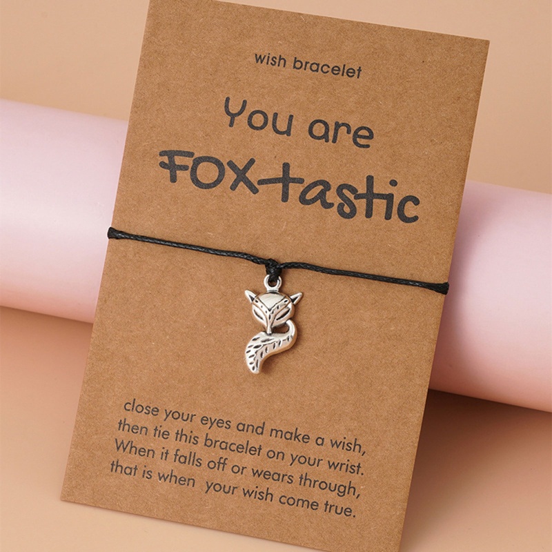 Vòng Tay Dây Sáp Bện Mặt Hình Cáo Dễ Thương Có Thể Điều Chỉnh Cho Nữ