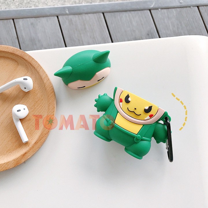 Case Airpods Snorlax Pikachu , Vỏ bao Airpods 1 2 silicon đựng tai nghe bluetooth , tai nghe không dây - Phụ Kiện Tomato