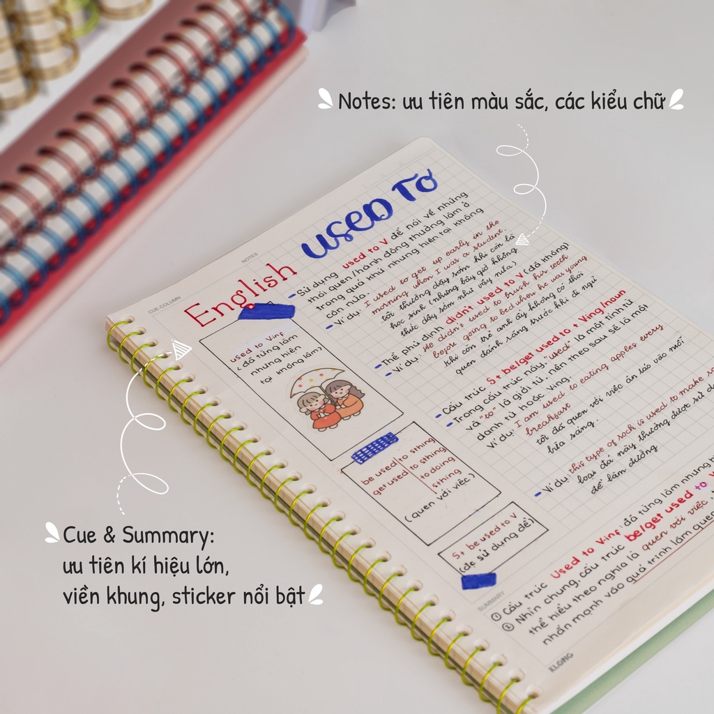 Vở Cornell KLONG B5 C Notes 80 trang tích hợp chấm dot và caro 6x6mm MS 586