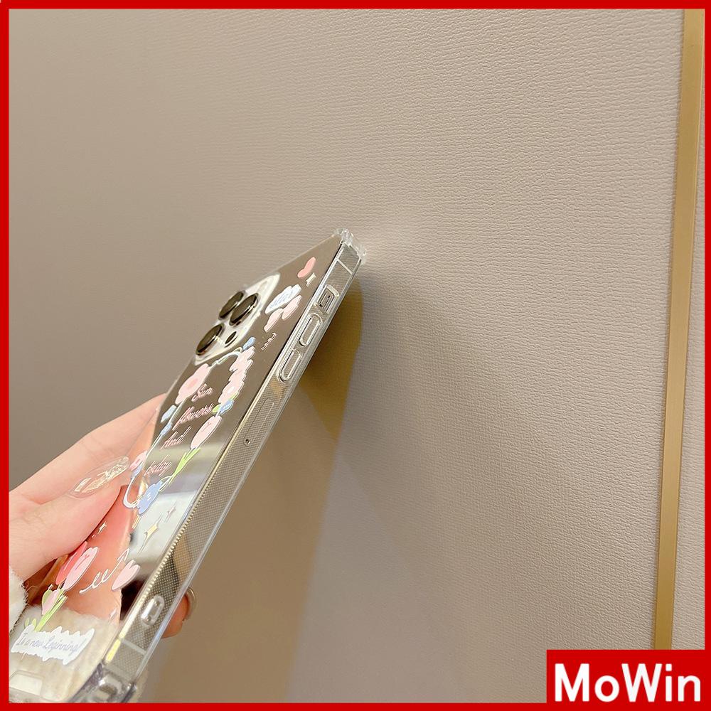 Ốp điện thoại acrylic tráng gương HD chống sốc in hoa tulip thích hợp cho iPhone 11 12 13 PMax 7 Plus Xr
