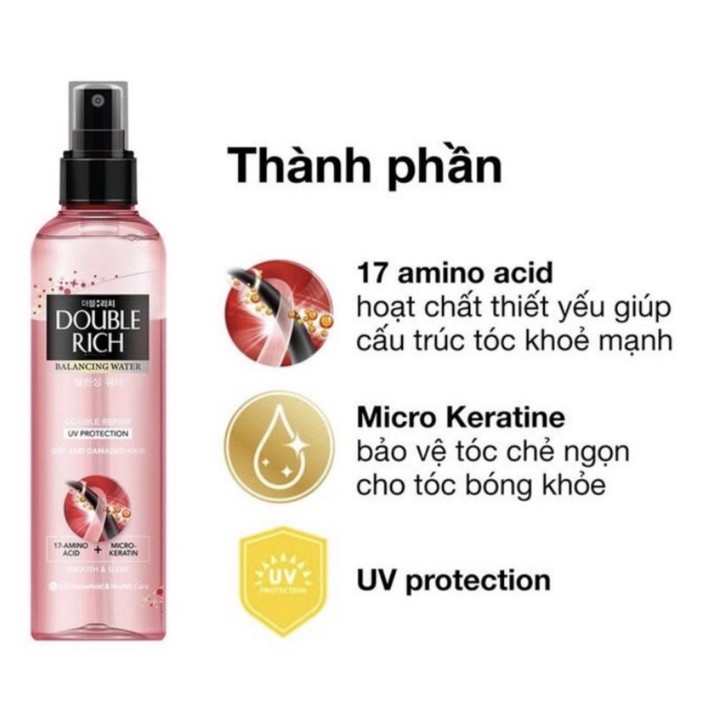 Nước Xịt Dưỡng Tóc Double Rich Chăm Sóc Khô Xơ Hư Tổn, Tóc Nhuộm Chuyên Sâu Balancing Water Double Repair 120ml