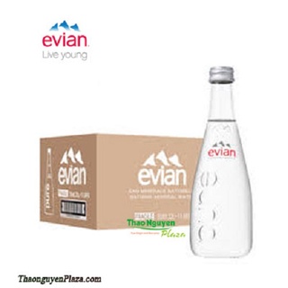  1 thùng  nước khoáng evian không ga chai thủy tinh  330ml   tương đương 20 chai  nhập khẩu Pháp 