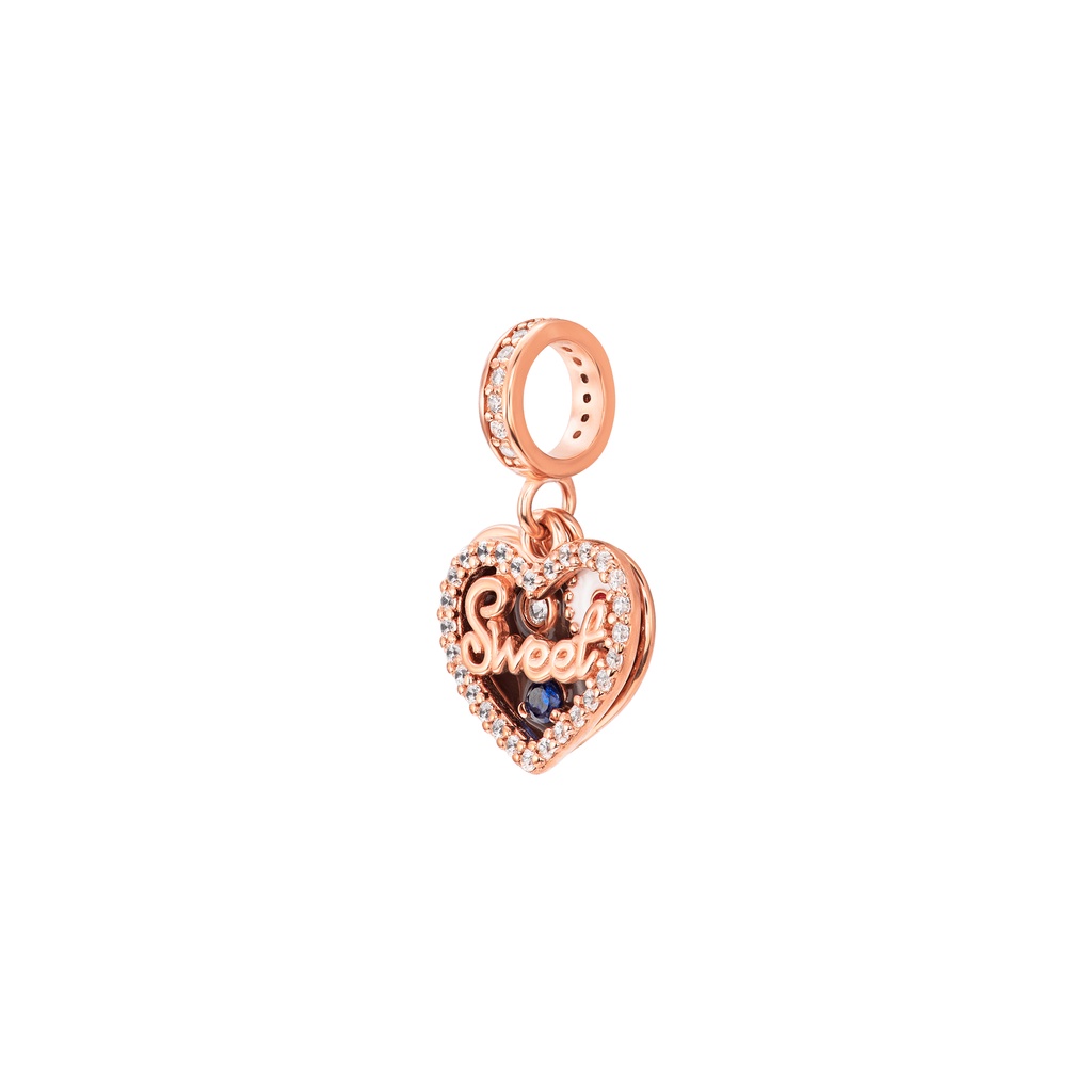 Hạt Charm bạc đính đá CZ PNJSilver trái tim toong teng XM00X060002