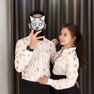 Áo sơ mi nam (nữ) ánh kim tam giác trắng (Kèm hình thật sản phẩm)