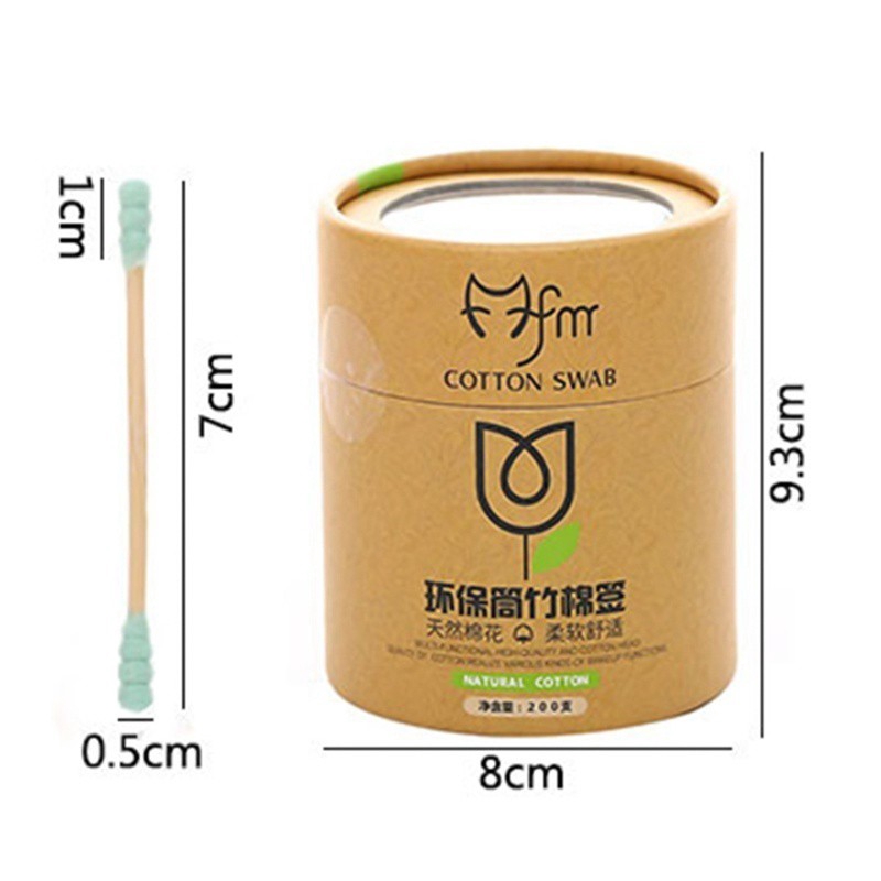 [Hàng mới về] Hộp 200 bông ráy tai cotton tre tiện lợi