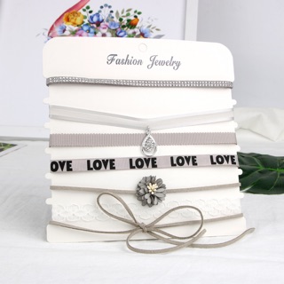 Set 6 choker xám siêu sang siêu lạ