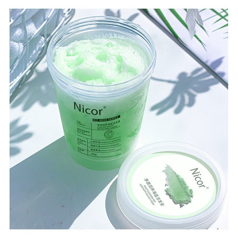 Tẩy da chết da đầu dạng hạt muối biển Nicor