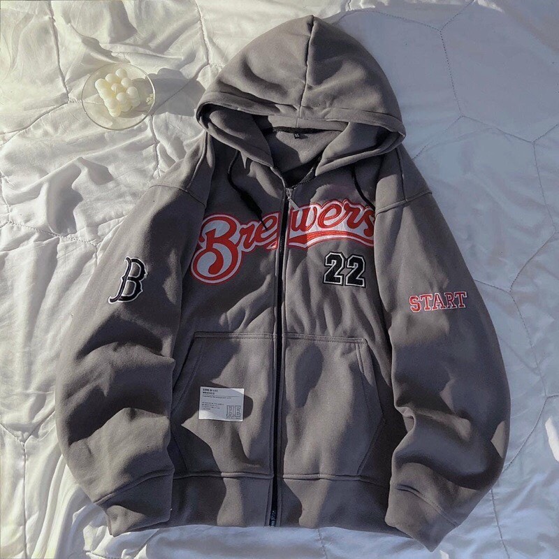 Khoác Nỉ Hoodie Số 22 Dáng Rộng Tay Bồng Mũ To CHất Nỉ Khoác Nỉ Bomber Nam Nữ Unisex