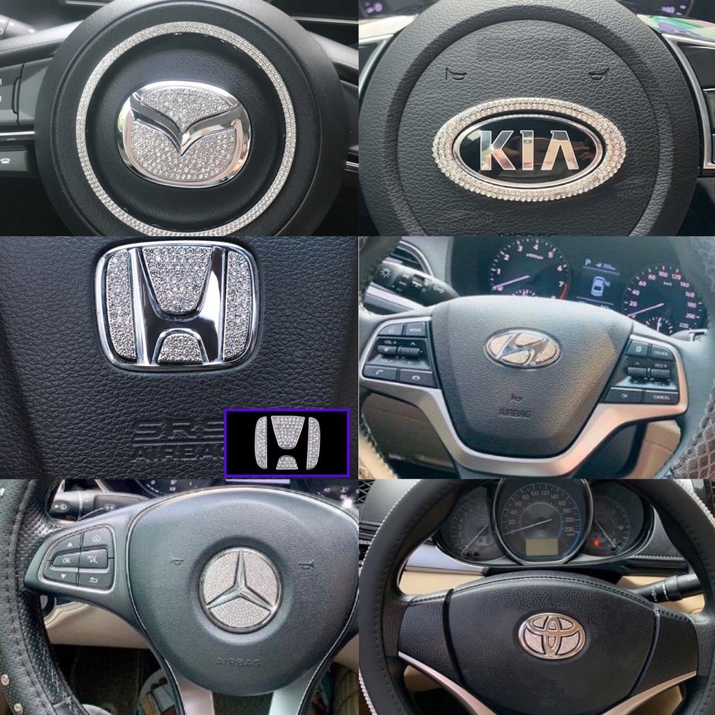 Logo vô lăng hãng xe gắn đá Toyota Kia Mazda Mercedes Ford Huyndai Lexus Honda trang trí ô tô sang trọng | BigBuy360 - bigbuy360.vn