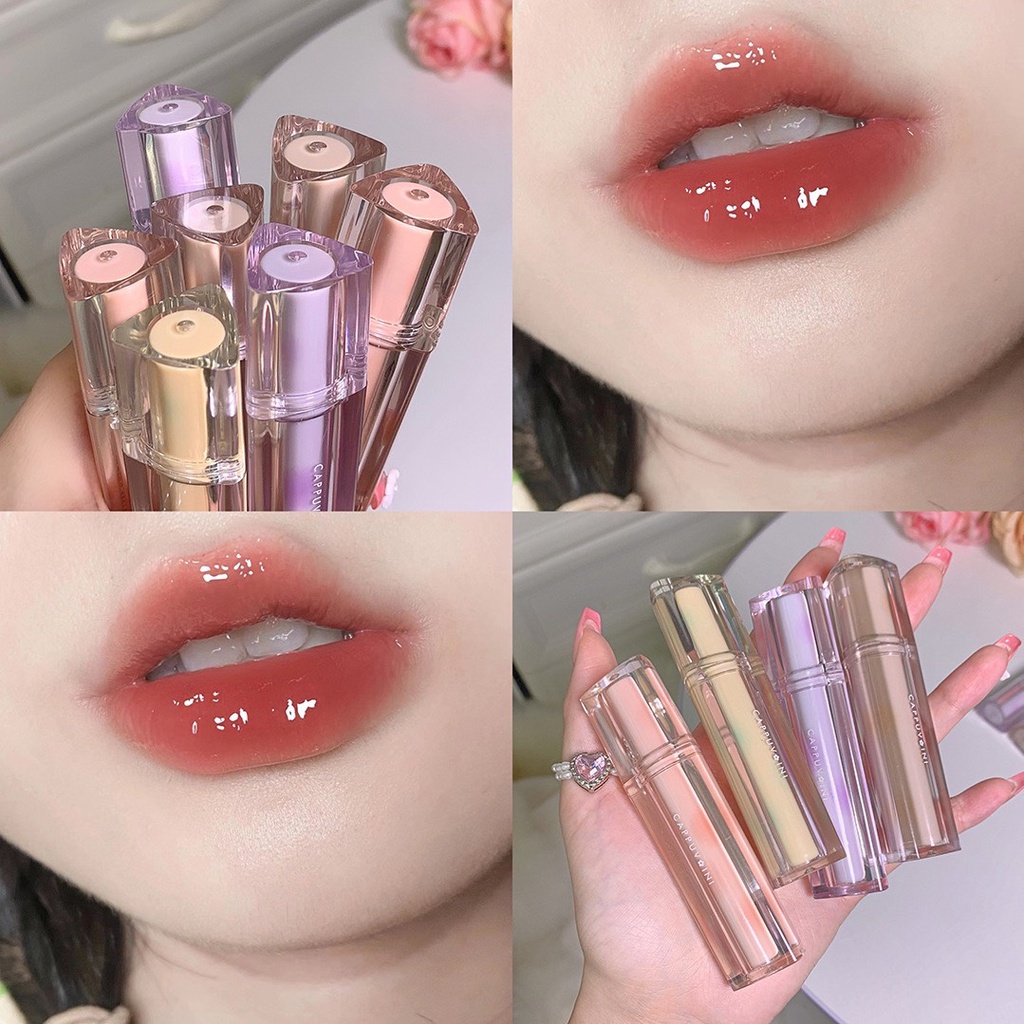 Son kem bóng CAPPUVINI thạch trà căng mọng nhẹ môi Iced Tea Mirror Surface Lip Glaze 2022