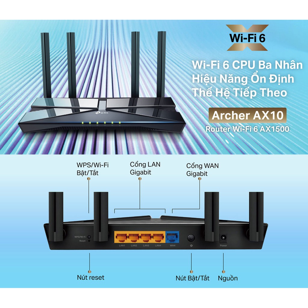 [Mã ELACE06 giảm 10% đơn 300K] Bộ Phát Router Wifi TP-Link Archer AX10 Wifi 6 Chuẩn AX 1500Mpbs | BigBuy360 - bigbuy360.vn