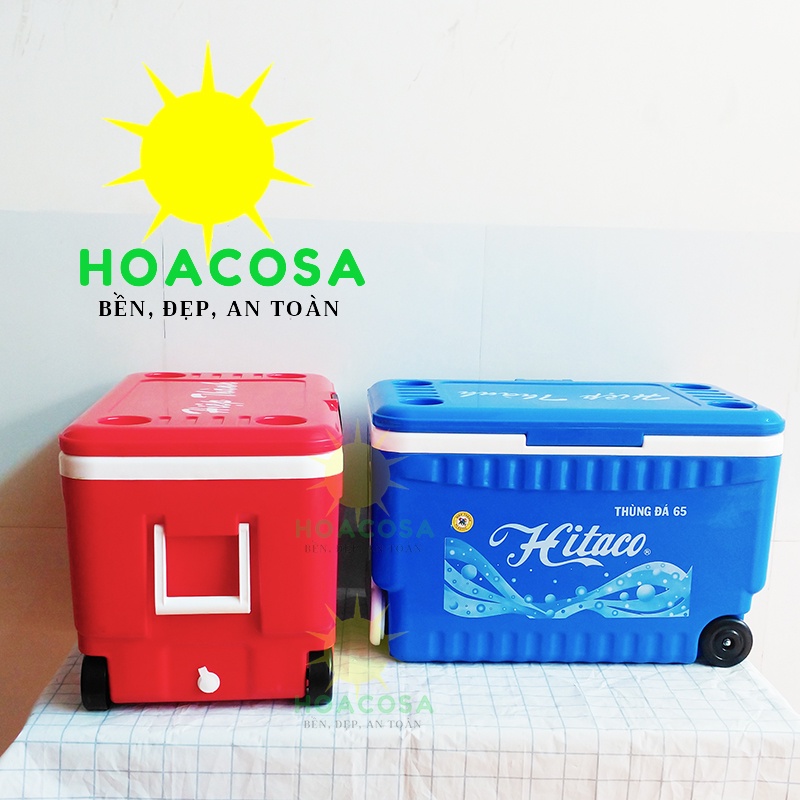 Thùng Đá Nhựa 65 Lít  Hitaco  - Có Bánh xe, Vòi Xả Tiện Lợi- Đồ Gia Dụng Hoacosa.