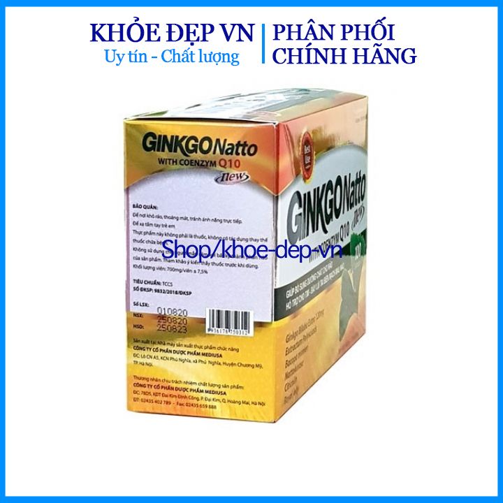 Viên uống Ginkgo natto new with coenzym Q10 - Tăng cường tuần hoàn máu não, lưu thông máu não - Hộp 100 viên