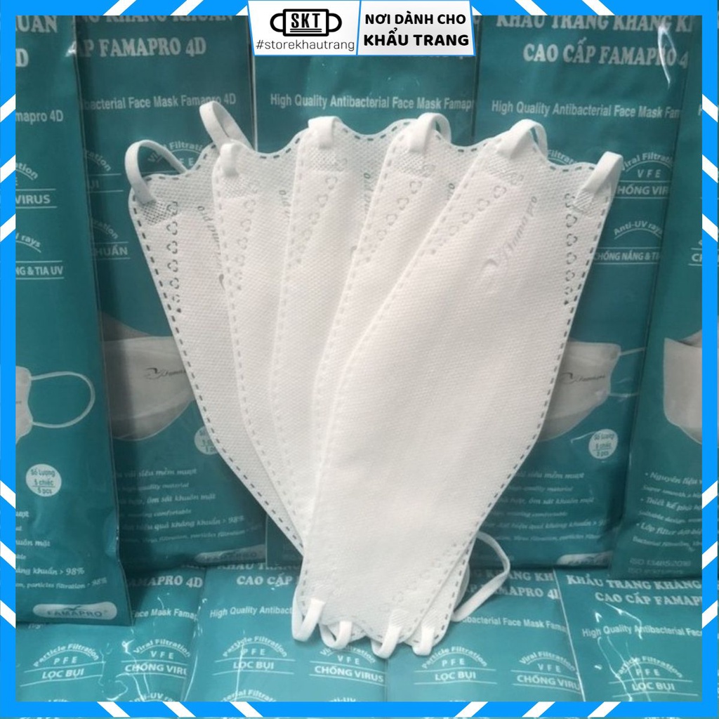 Khẩu Trang 4D FAMAPRO Kháng Khuẩn Cao Cấp - Gói 5 Cái