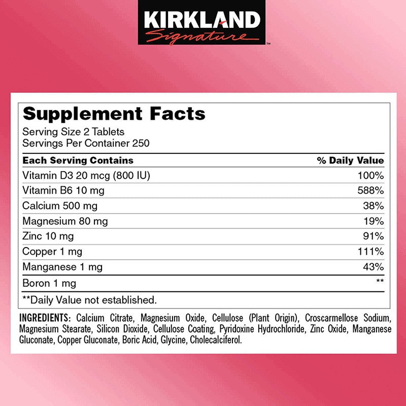 Viên Uống Bổ Sung Canxi cho xương chắc khỏe Kirkland Calcium Citrate Magnesium and ZinC 500 Viên