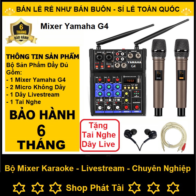 Bộ Thu Âm Livestream Không Dây Cao Cấp Yamaha G4 - Tặng Kèm 2 Micro Không Dây + Dây Livestream + Tai Nghe ( Đầy Đủ )