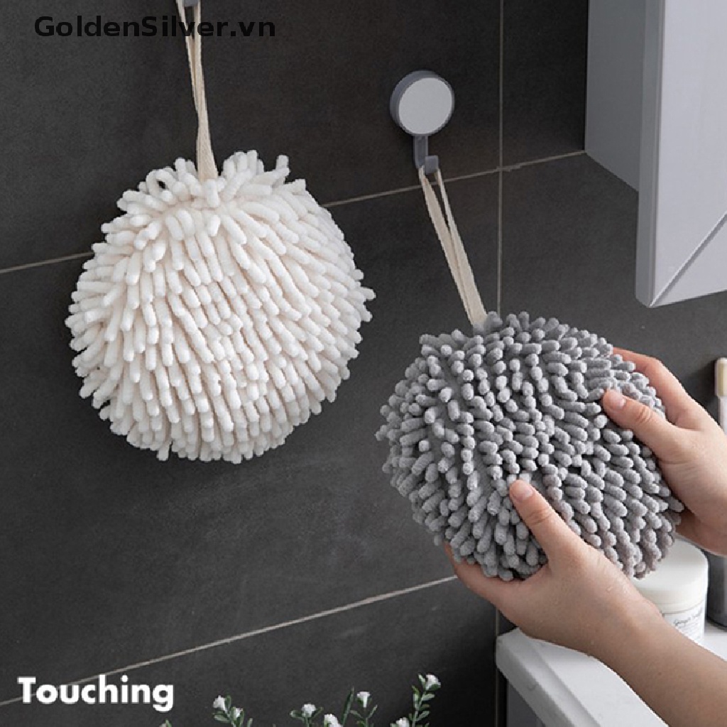 Khăn Lau Tay Bằng Sợi Chenille Màu Vàng Đồng Kèm Bóng Treo Khô Nhanh Cho Nhà Bếp / Phòng Tắm