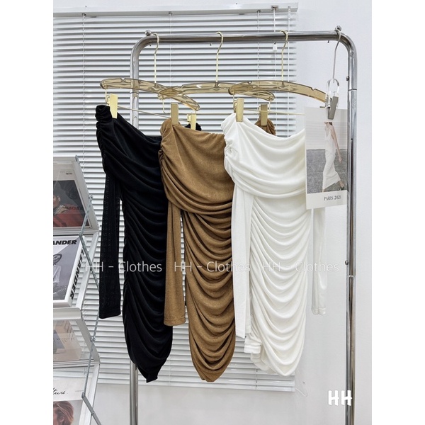 VÁY NHÚNG KIM CƯƠNG TRỄ VAI TAY DÀI CHẤT ĐẸP MS23211