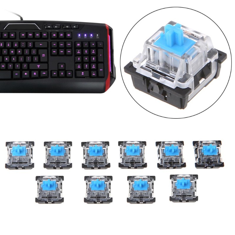 Set 10 nút bàn phím cơ 3 chấu màu xanh dương cho bộ bàn phím mẫu Cherry MX