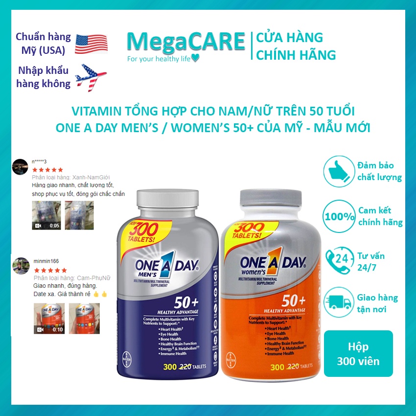 Viên uống Tổng hợp Vitamin cho Nam Nữ trên 50 tuổi One A Day Men's Women's của Mỹ 300 Viên