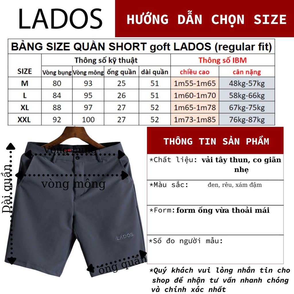 Quần short kiểu Golf thêu chữ cao cấp LADOS - 4072 co giãn, thoải mái form đẹp