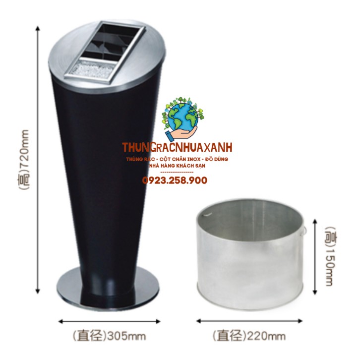 THÙNG RÁC GẠT TÀN INOX CHỮ V