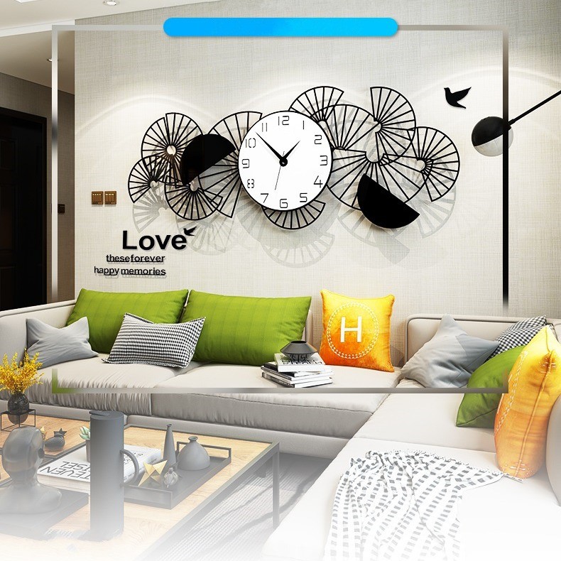 Đồng hồ treo tường đẹp hiện đại CL047-Hình quạt-Sang trọng & Hiện đại -Kích thước:29.5x74 ,48.5x120