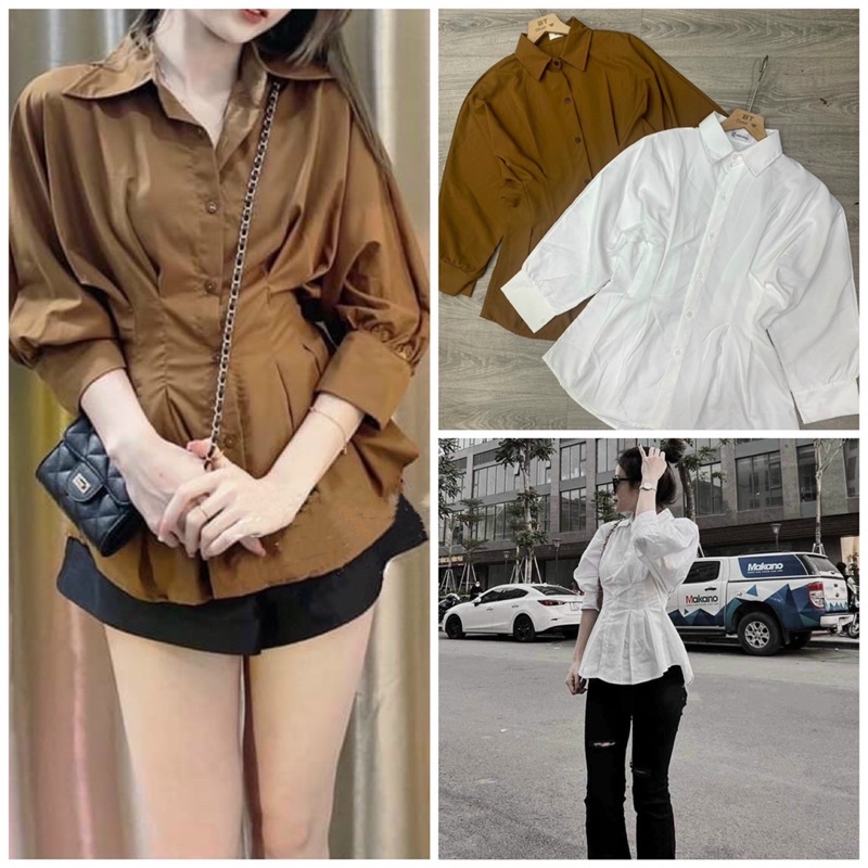 Sơ mi ôm eo ⚡️FREE SHIP⚡️chất đẹp,tôn dáng phong cách Hàn Quốc