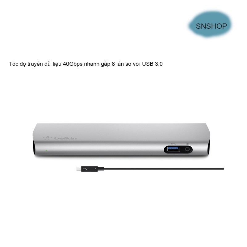 Hub Belkin Thunderbolt 3 Dock- Xuất 2 màn hình 4K 60HZ bên ngoài cùng lúc, sạc 85W cho laptop, M.a.c - SNSHOP