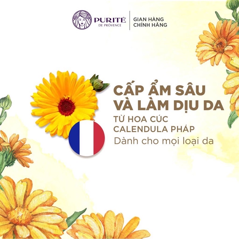 Gel Rửa Mặt Purité Dưỡng Ẩm Chứa Hoa Cúc Calendula THẬT từ Pháp - Làm dịu và giữ ẩm sâu | BigBuy360 - bigbuy360.vn