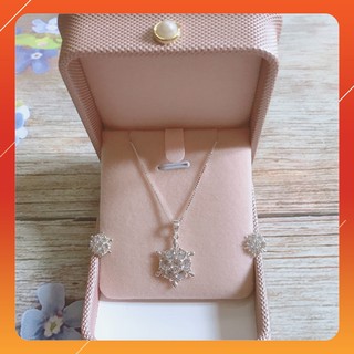Set trang sức bạc nữ❄𝗠𝗔̂̃𝗨 𝗛𝗢𝗧 𝟮𝟬𝟮𝟭❄Set trang sức nữ hình bông tuyết chất liệu bạc S925 cao cấp gắn đá lấp lánh mã Q27