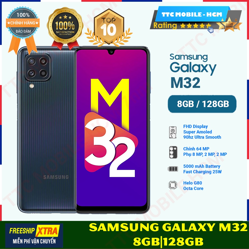 Điện thoại Samsung Galaxy M32 8GB/128GB - Pin 5.000 mAH - 25W - Freeship | Hàng Chính Hãng - Nguyên Seal
