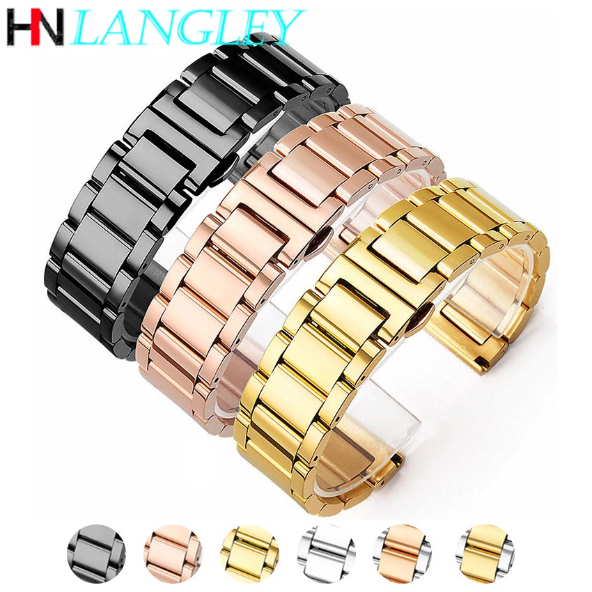 MONTBLANC Dây Đeo Đồng Hồ 21mm 23mm 16mm 18mm 20mm 22mm 24/26mm Bằng Thép Không Gỉ