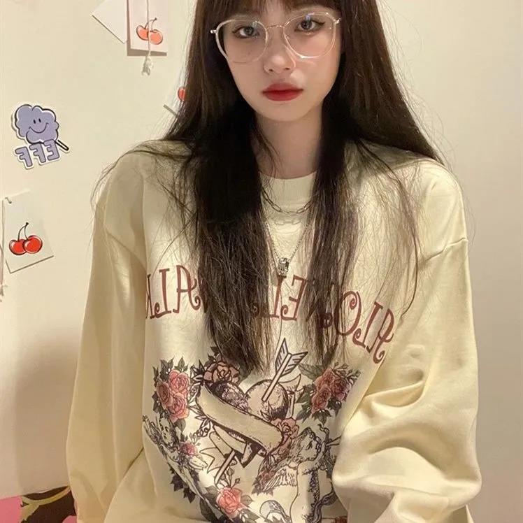 Áo Nỉ Nữ Dài Tay Cổ Tròn Thời Trang Hàn Mới