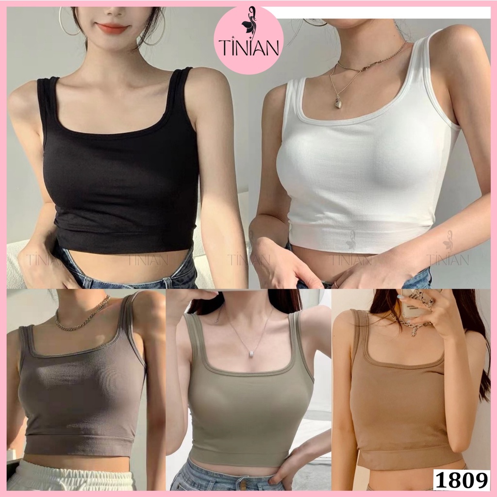 Áo bra croptop bigsize nữ TINIAN cổ vuông cao cấp có mút ngực không gọng co giãn 1809