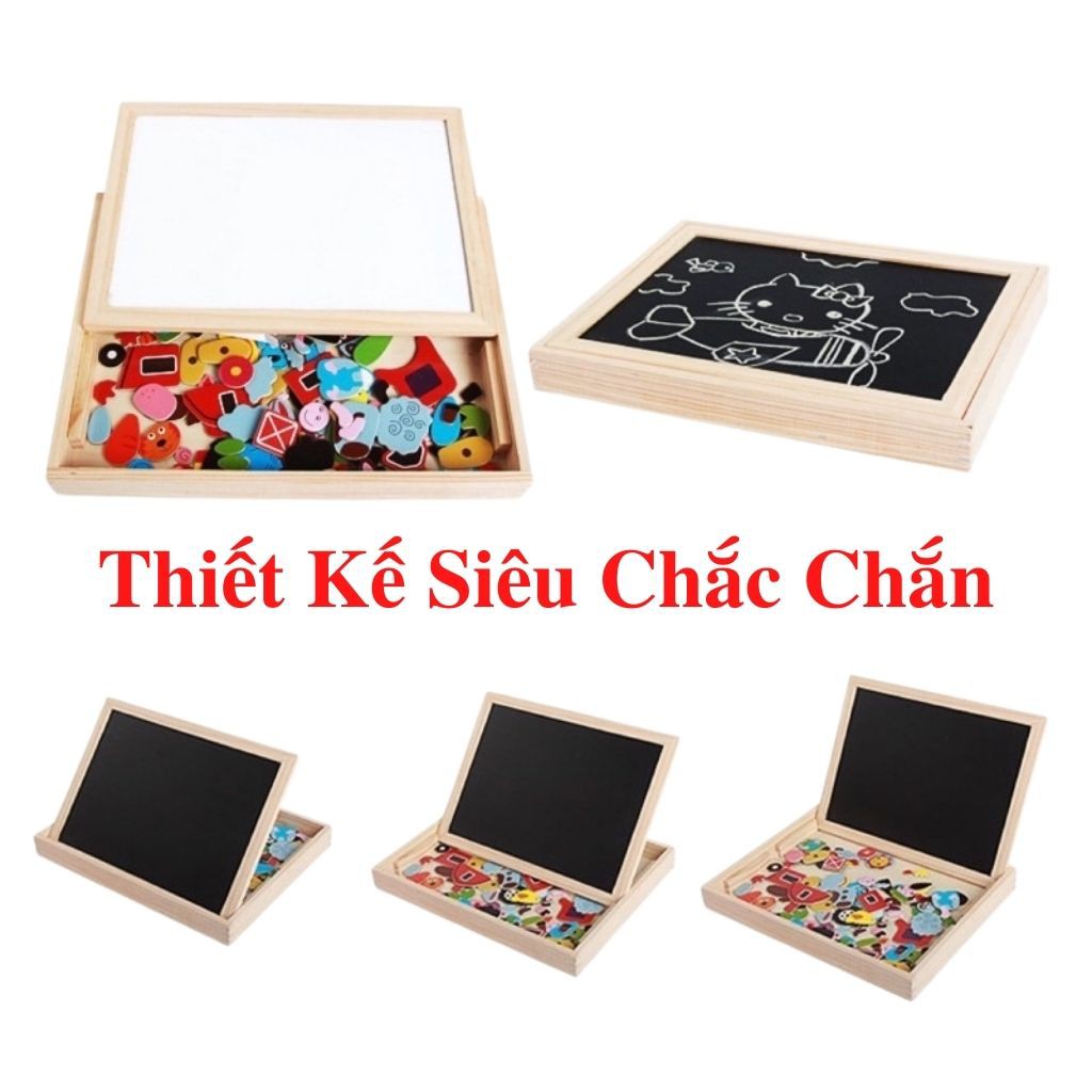 Đồ Chơi Ghép Hình Nam Châm Kèm Viết 2 Mặt Bằng Gỗ lắp Ghép Thông Minh Montessori Cho Bé - Shop Bố Mốc