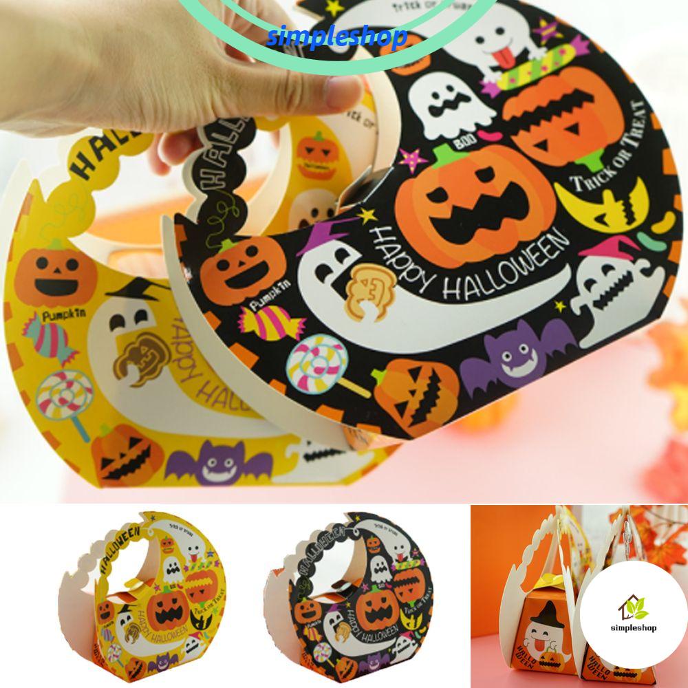 Set 1 / 5 Hộp Đựng Bánh Kẹo In Họa Tiết Halloween Đơn Giản