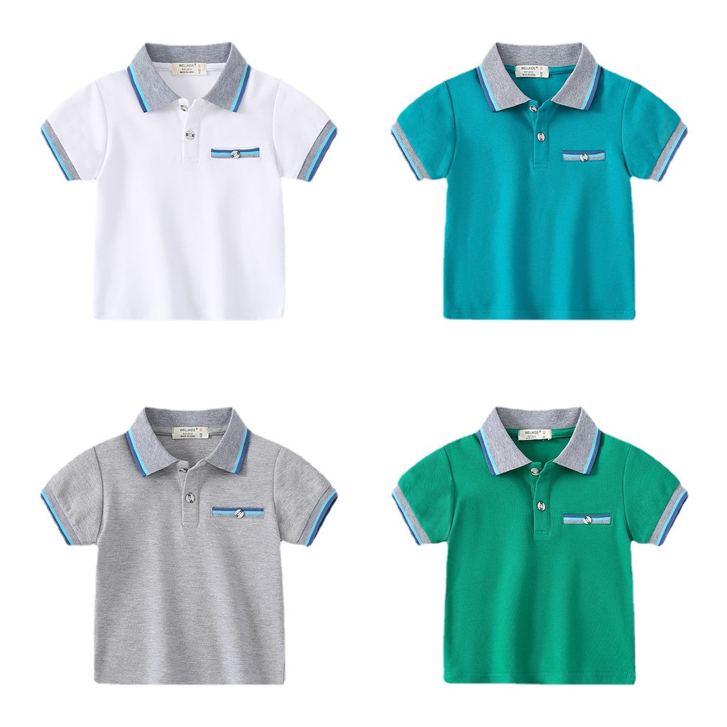 Áo thun SOFFNY vải cotton cổ polo tay ngắn thời trang mùa hè cho bé trai